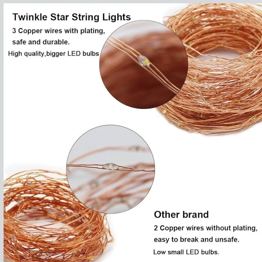 Fairy Lights 200 LED Copper Wire String Lights Indoor Outdoor 83ft Lot 2
